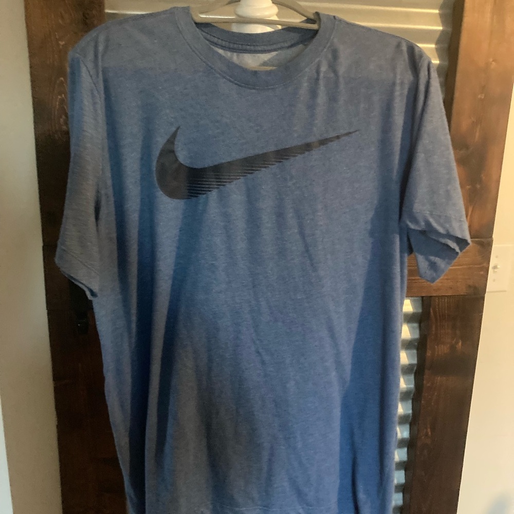 Dri fit Nike Blue Short Sleeve Tee with Swoosh like new